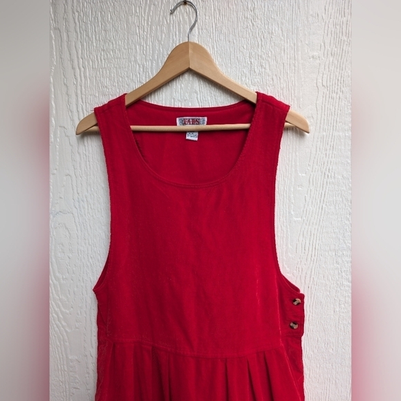 Vintage Fads Red Corduroy Dress Cottagecore Christmas Women's Size Medium - Picture 2 of 5